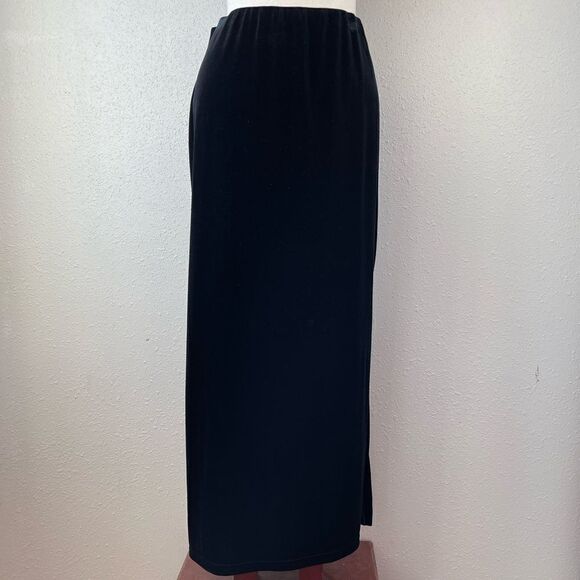 Tracy Evans Black Velour Style Stretch Maxi Skirt Size M EUC - Picture 1 of 7